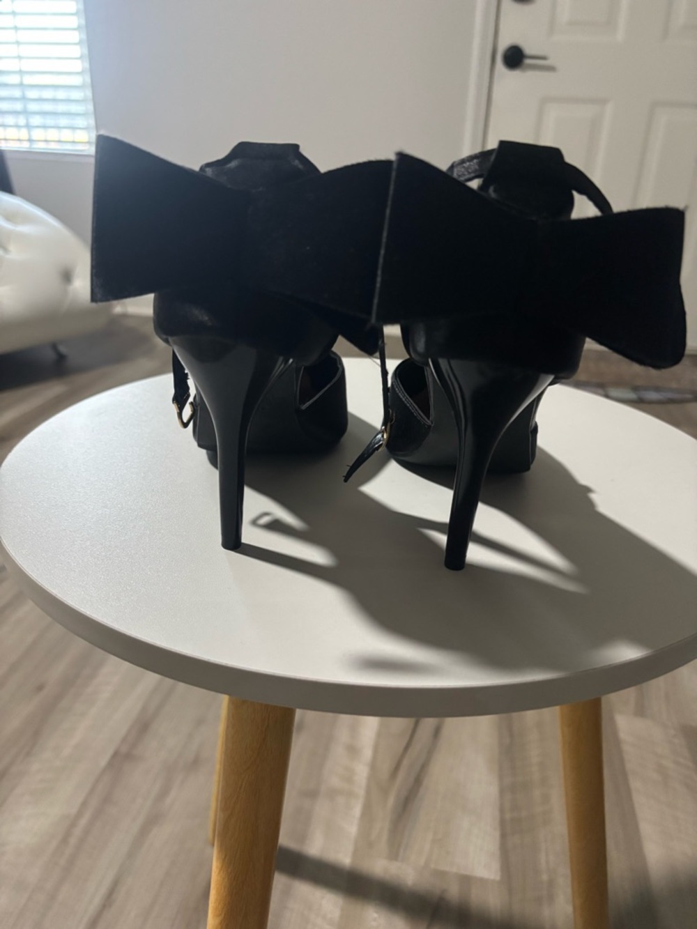 Women's Black Bow Back High Heel Sandals